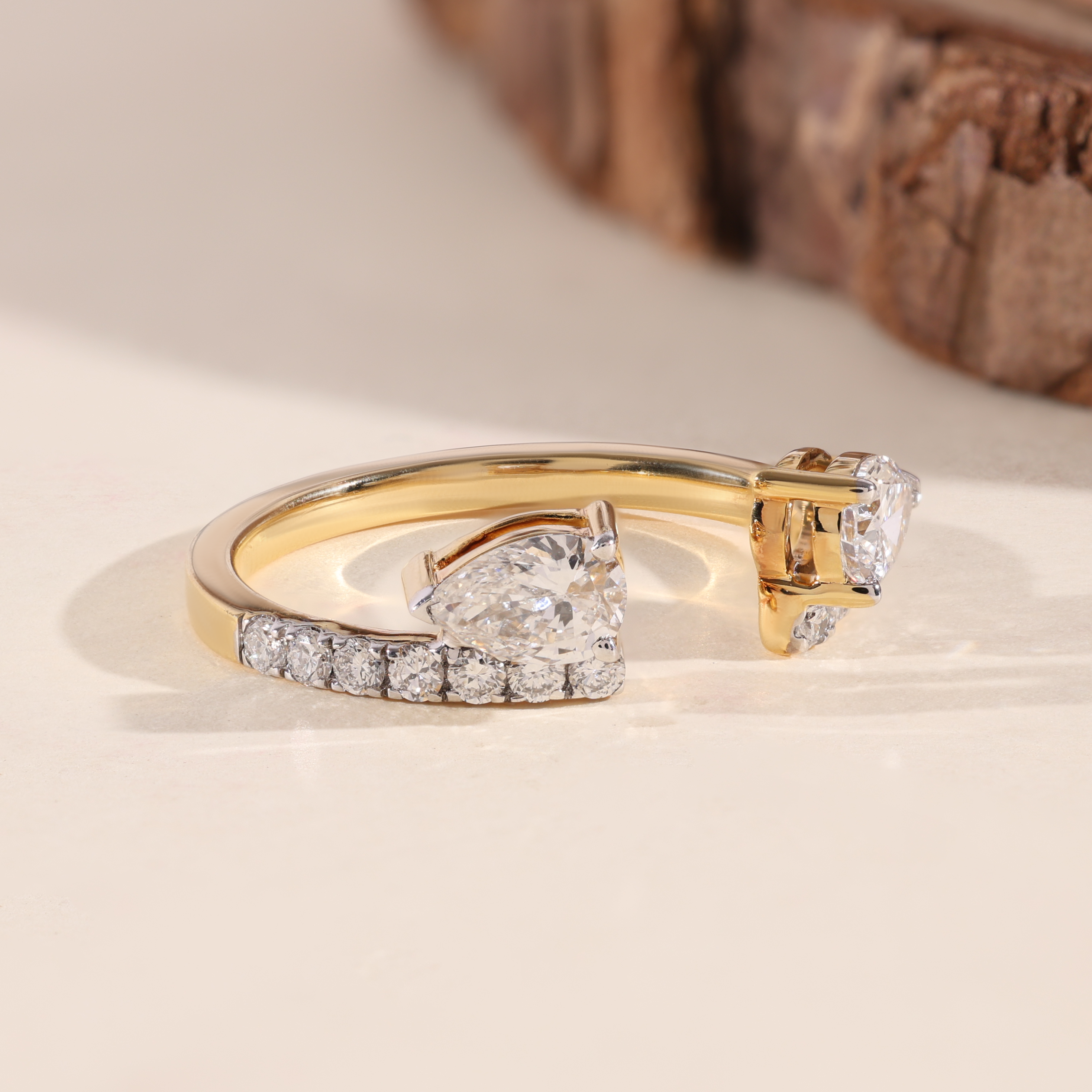 The Duet | Pear Lab Grown Diamond Open Band