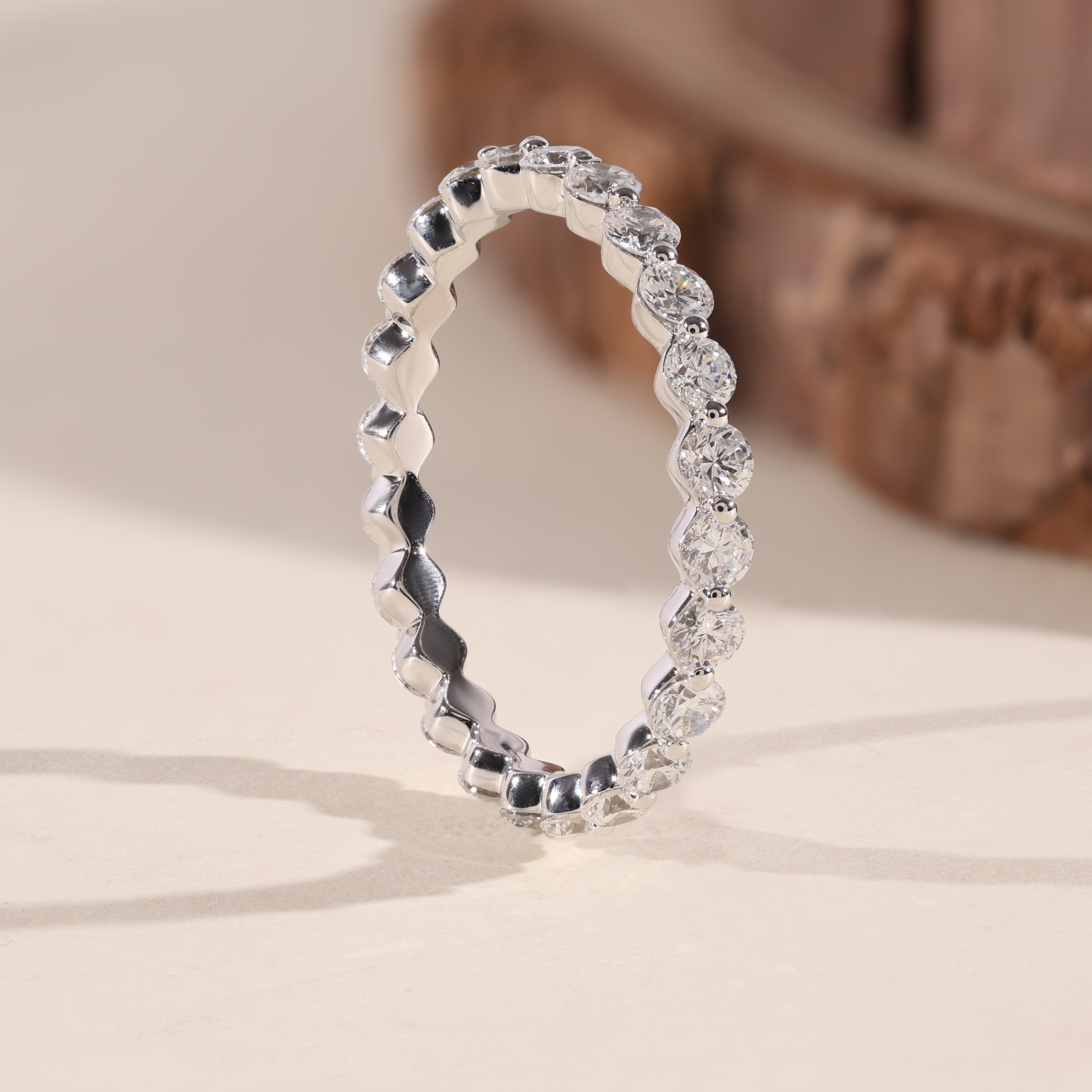 The Wave | Round Cut Full Eternity Wedding Band