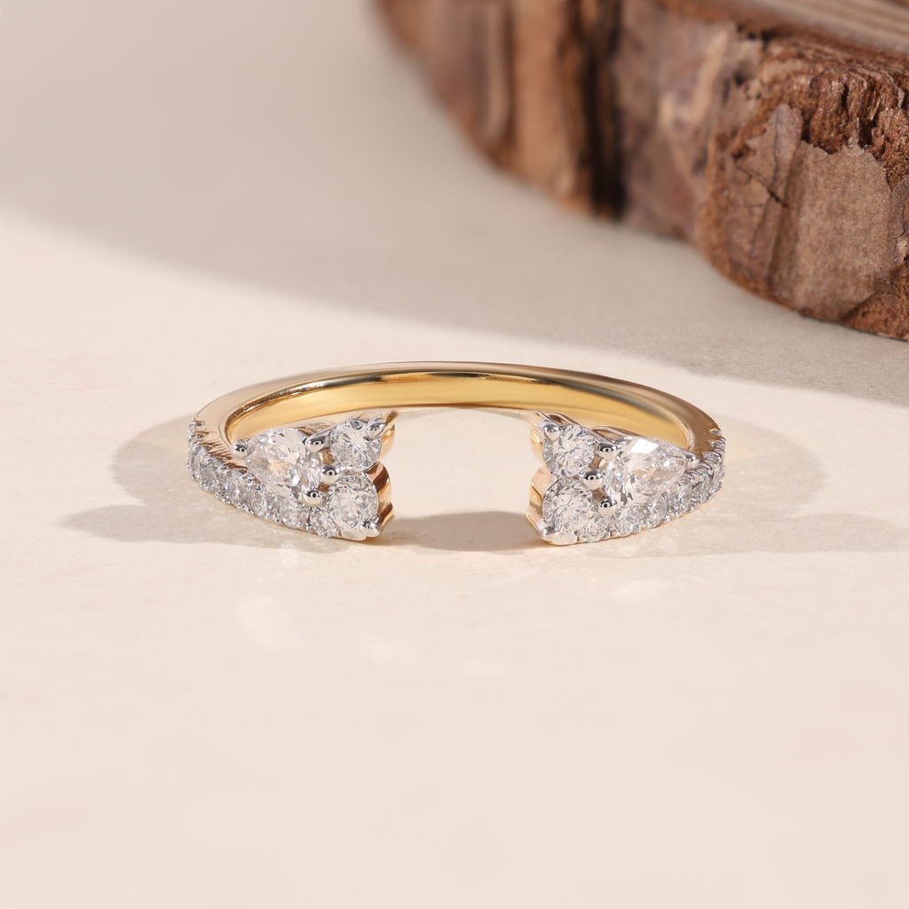 The Flora | Pear Cut Open Wedding Band