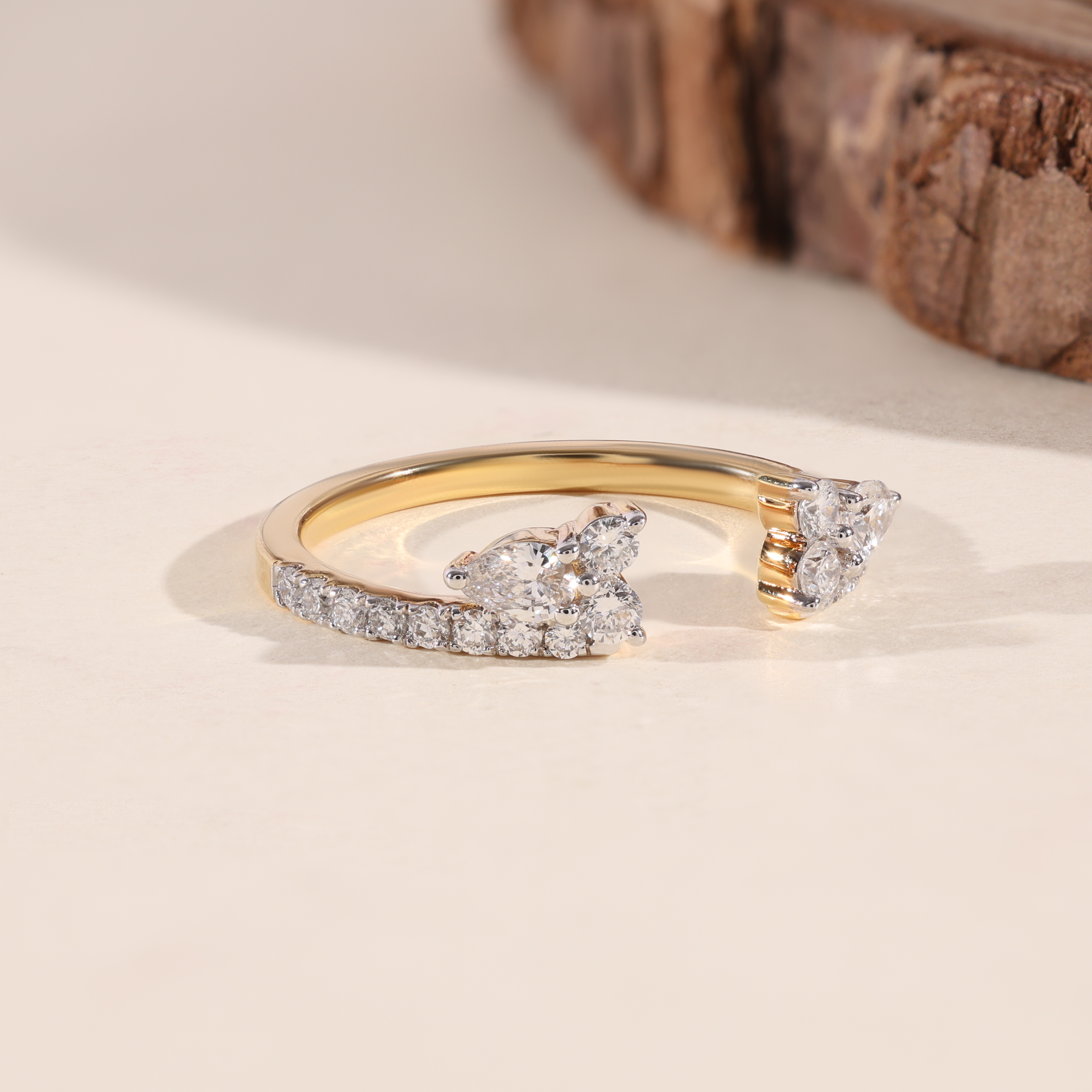 The Flora | Pear Cut Open Wedding Band