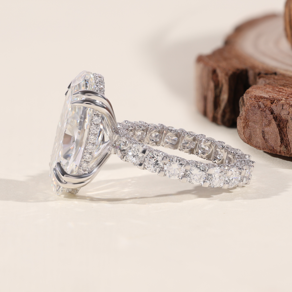 10.00 CT Oval Cut Lab Grown Diamond Engagement Ring