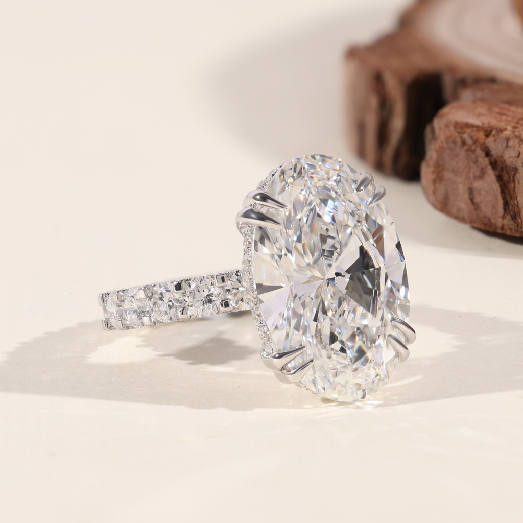 10.00 CT Oval Cut Lab Grown Diamond Engagement Ring