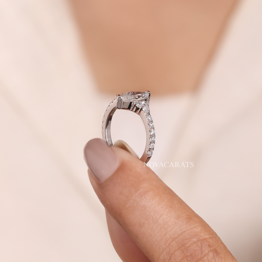3 Stone Engagement Ring Marquise-Cut