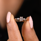Nature Inspired Emerald Cut Accent Solitaire Ring
