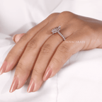 Marquise Cut Unique Hidden Halo Engagement Ring