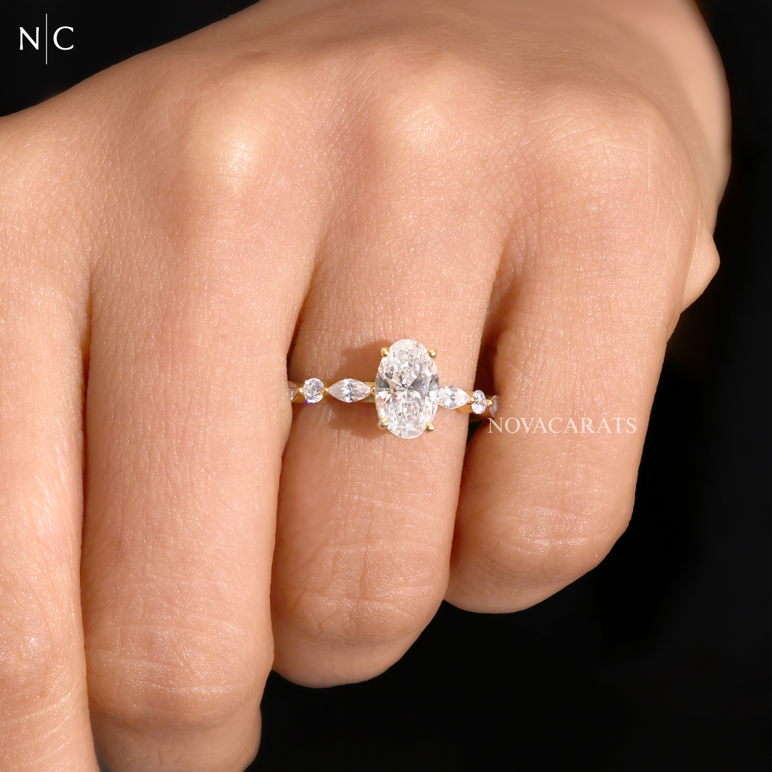 Oval Cut Unique Solitaire Engagement Ring