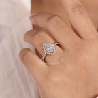 Marquise Cut Floral Halo Vintage Inspired Engagement Ring