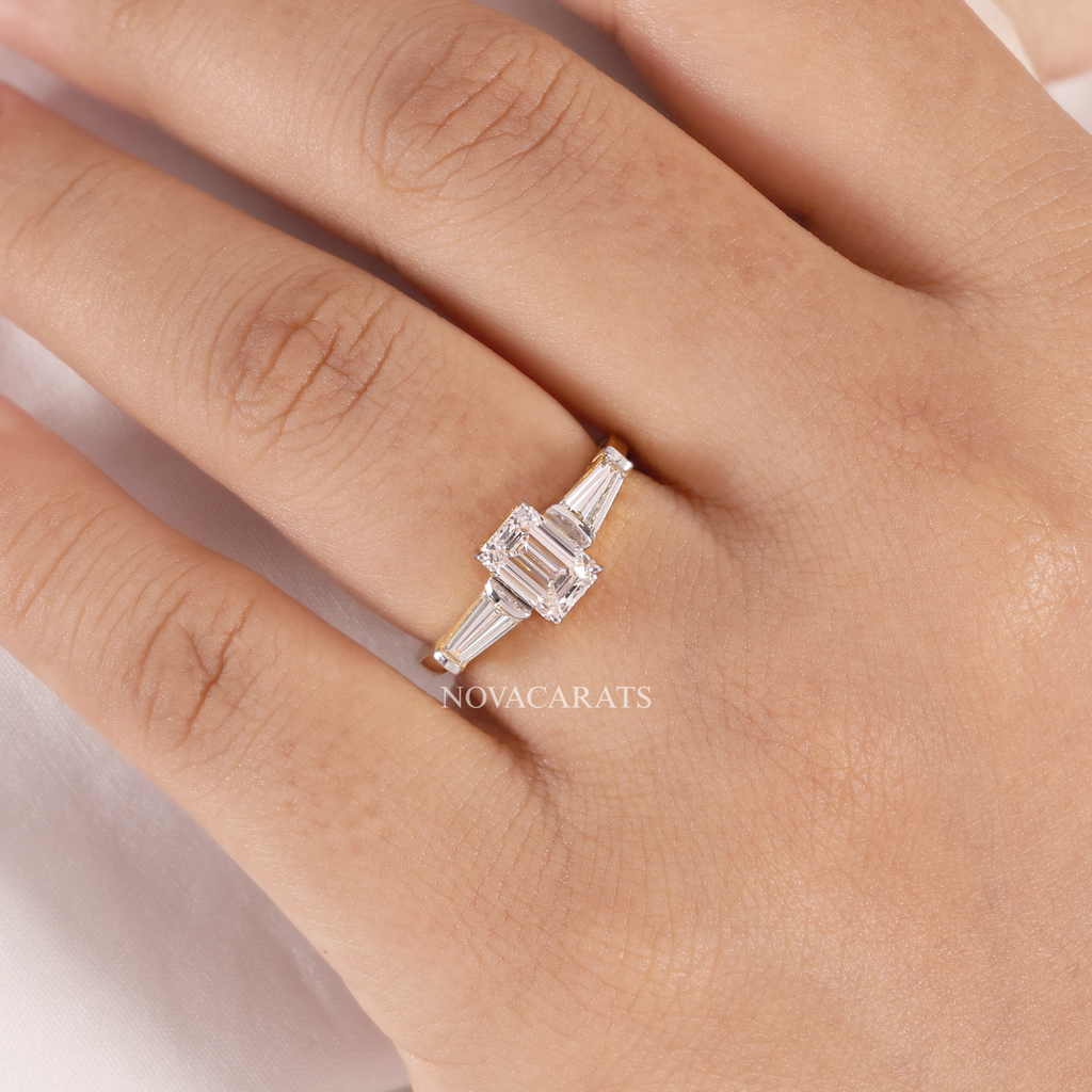 Emerald Cut Three Stone Diamond Ring