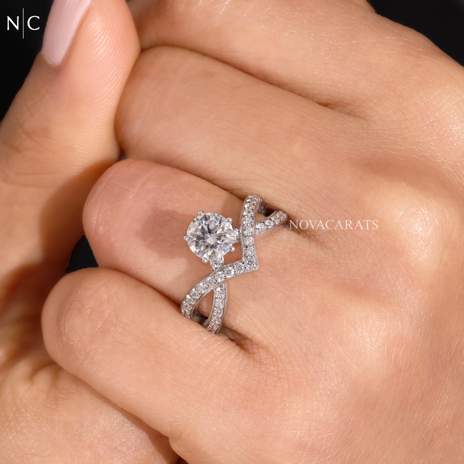 Round Cut Infinity Twist Bypass Split Shank Ring