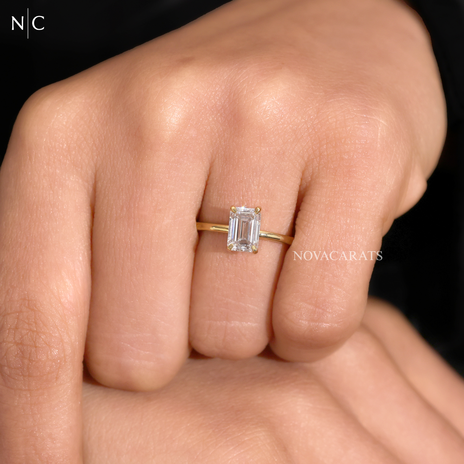Emerald Cut 4 Prong Solitaire Ring