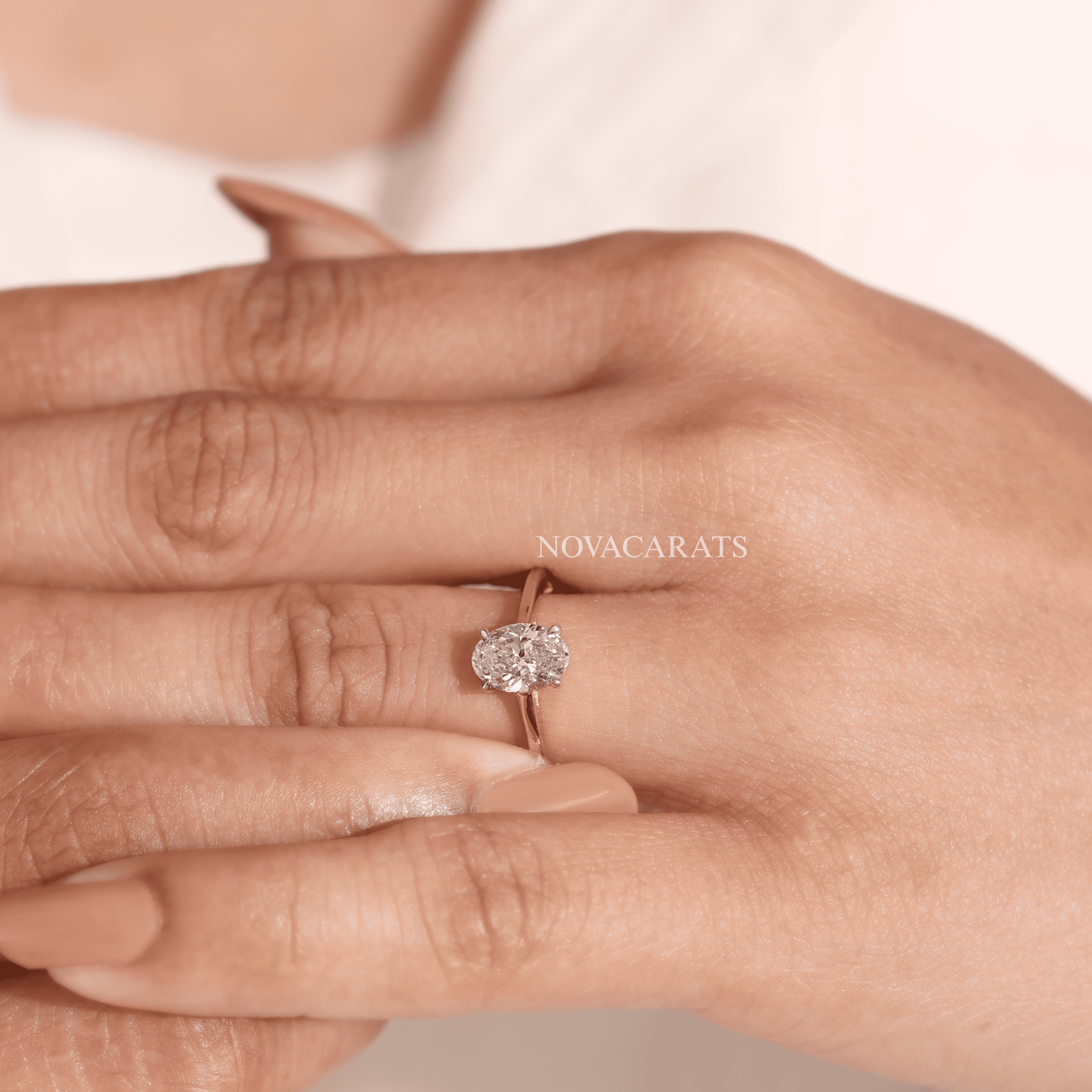 Oval Cut Lab Solitaire Engagement Ring