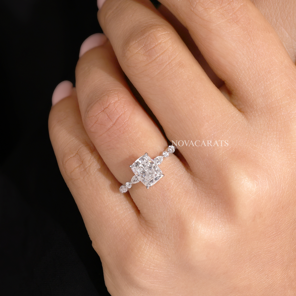 Nature Inspired Radiant Cut Accent Ring