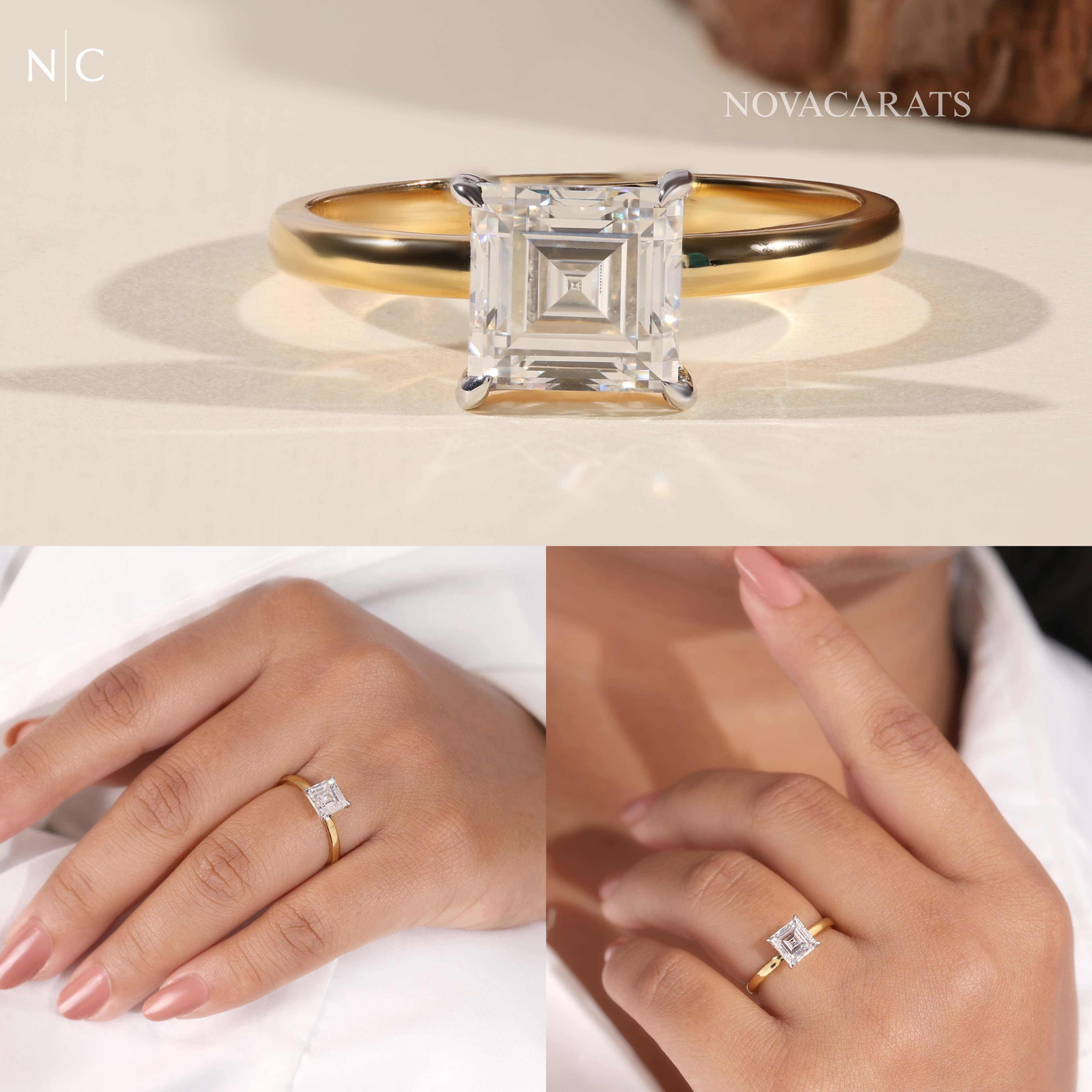 Asscher Cut Solitaire Engagement Ring