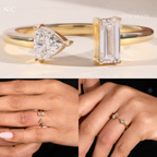 Modern Bypass Emerald & Trillion Cut Diamond Ring