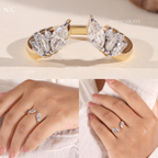 Unique Open Bypass Floral Wedding Ring
