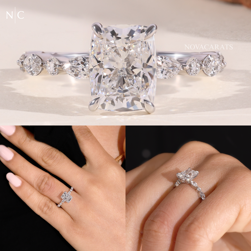 Nature Inspired Radiant Cut Accent Ring