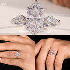 Modern Marquise Kite Side Stone Solitaire Ring