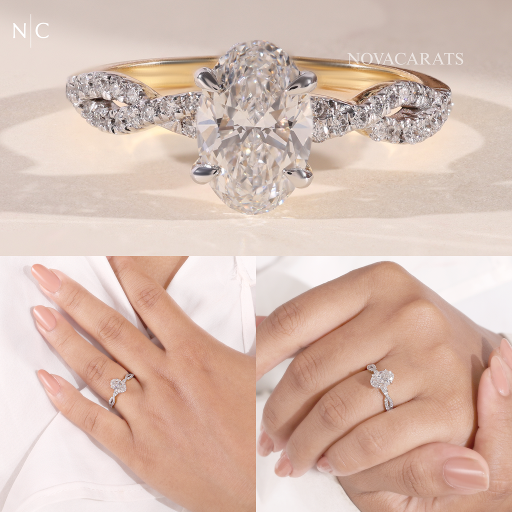 Oval Cut Twisted Infinity Pave Engagement Ring