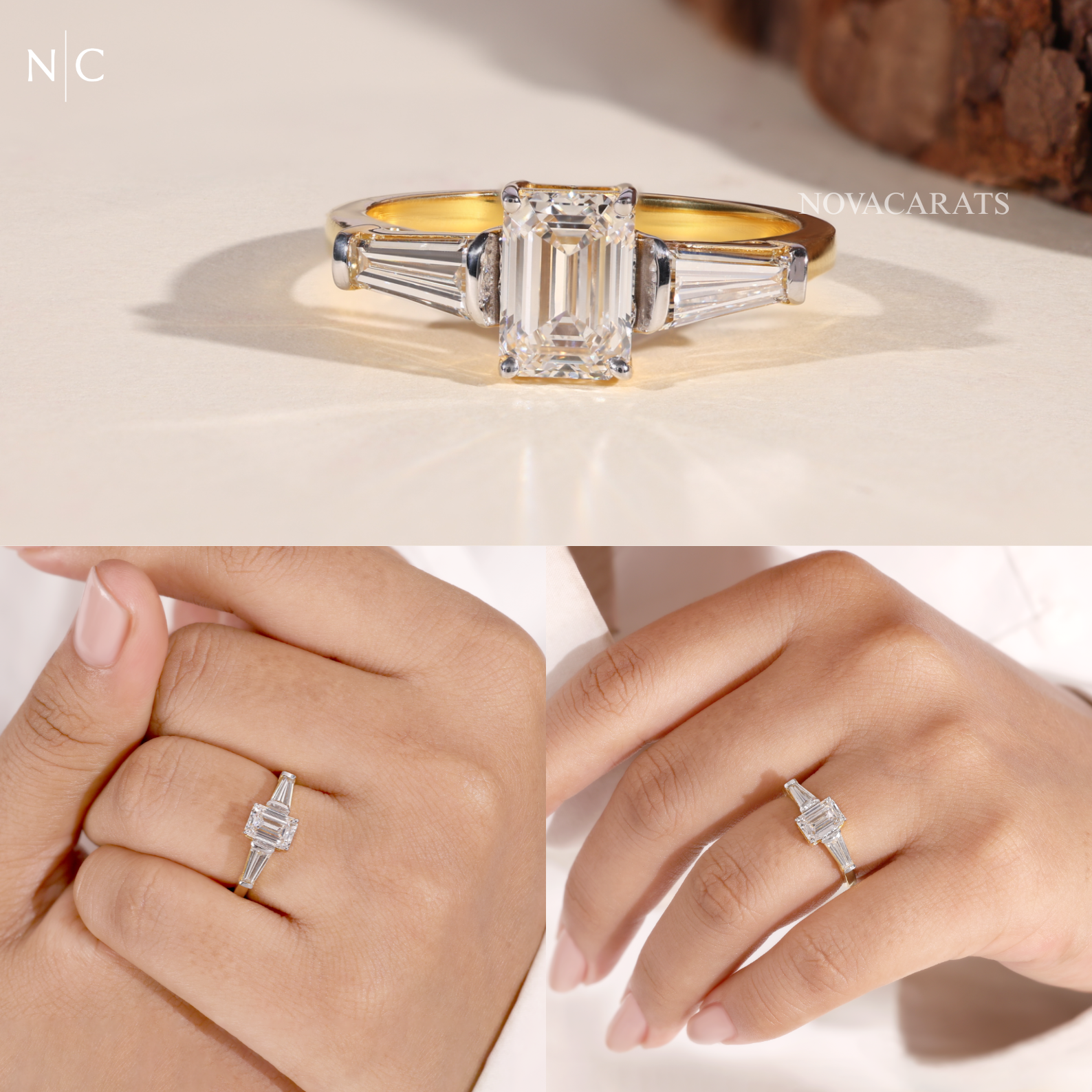 Emerald Cut Three Stone Diamond Ring