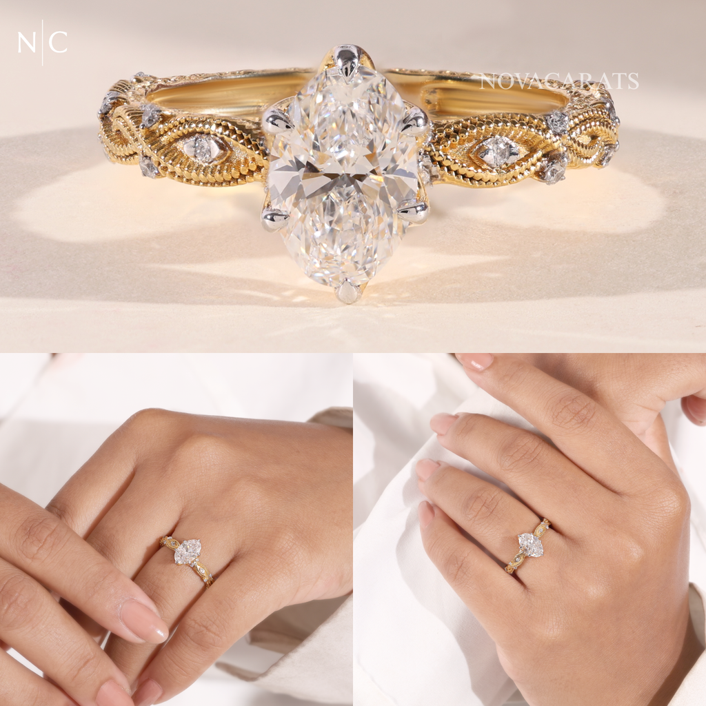 Oval Cut Vintage Milgrain Engagement Ring