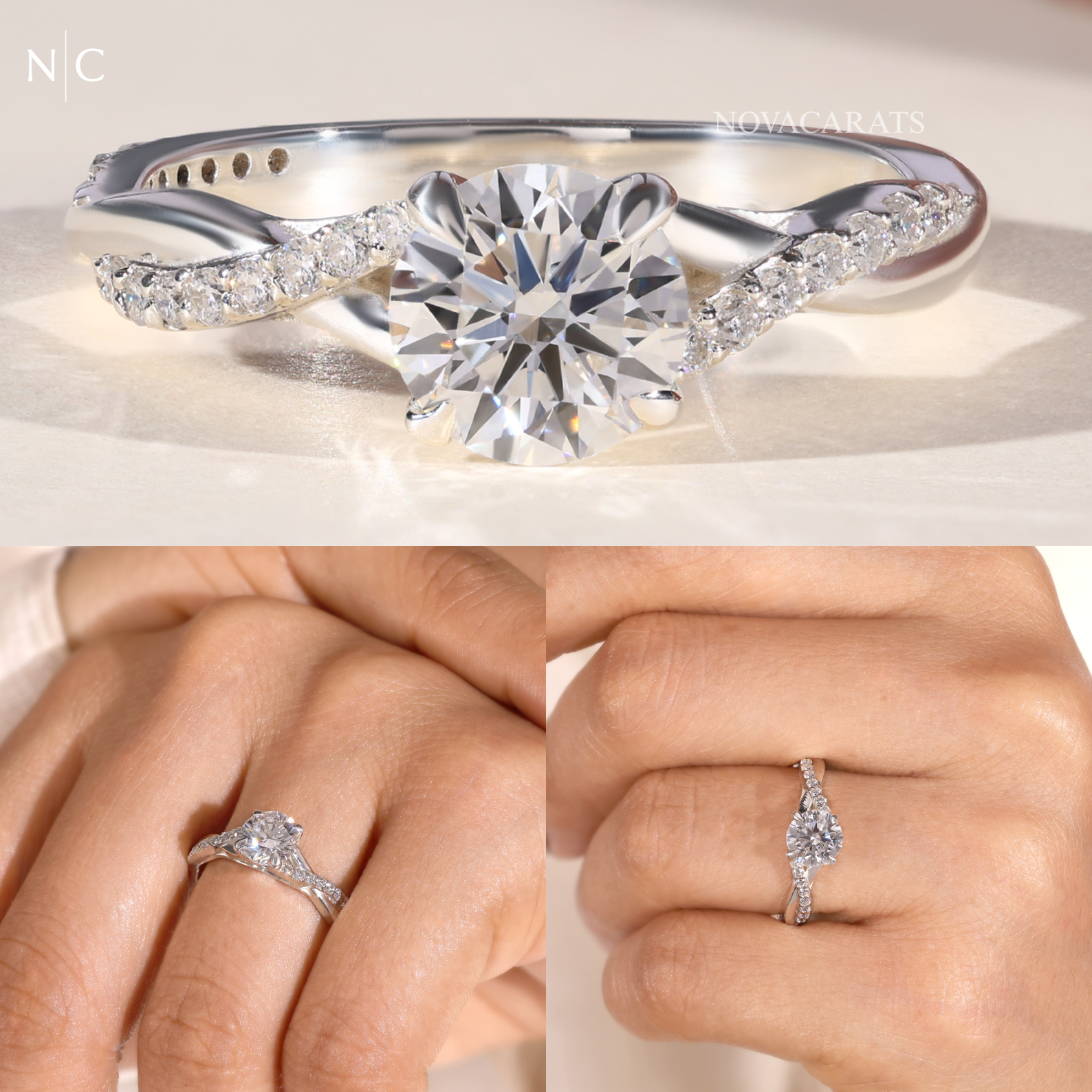 Round Cut Infinity Twist Ring