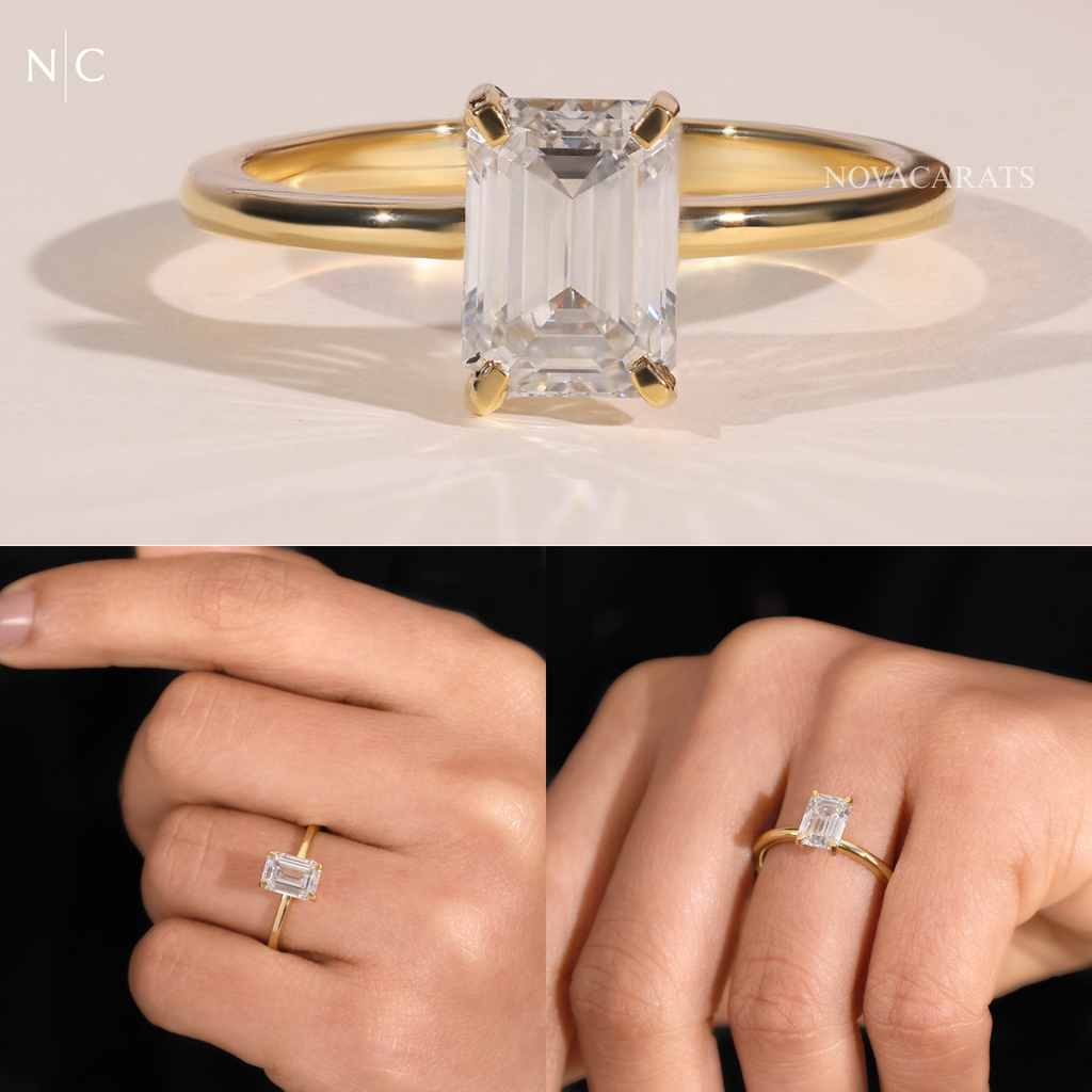 Emerald Cut 4 Prong Solitaire Ring