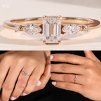 Nature Inspired Emerald Cut Accent Solitaire Ring