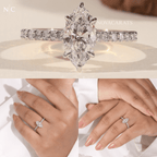 Marquise Cut Unique Hidden Halo Engagement Ring