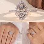 Marquise Cut Floral Halo Vintage Inspired Engagement Ring