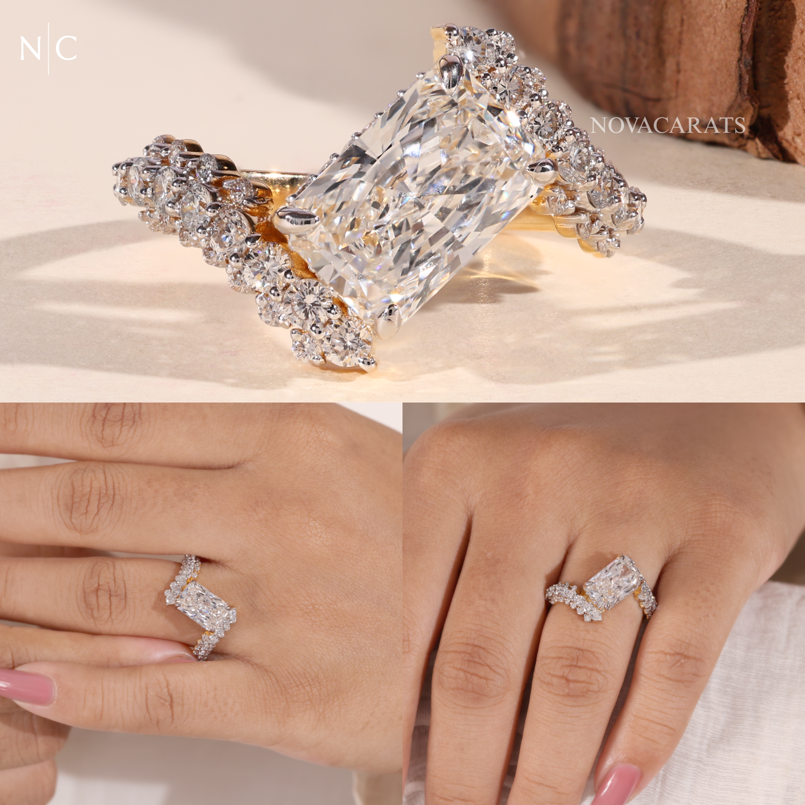 Radiant Cut Floral Cluster Diamond Ring