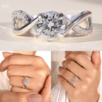 Round Cut Infinity Twisted Pave Band Ring
