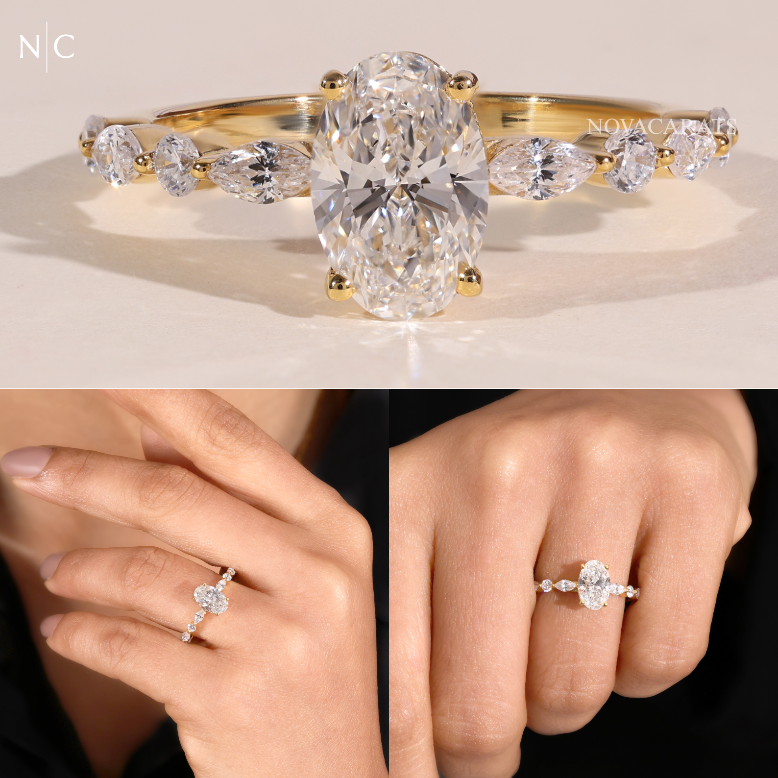 Oval Cut Unique Solitaire Engagement Ring