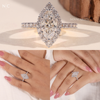 Marquise Cut Unique Floral Halo Ring