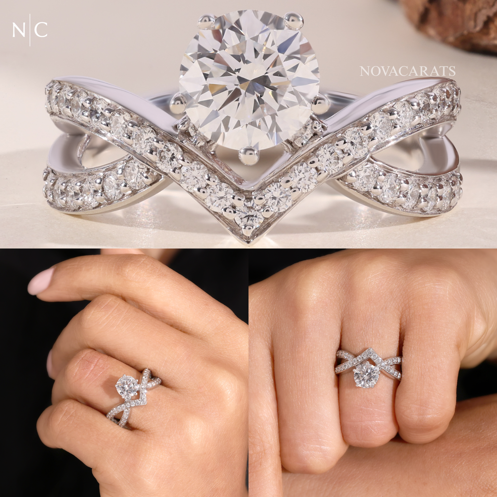 Round Cut Infinity Twist Bypass Split Shank Ring