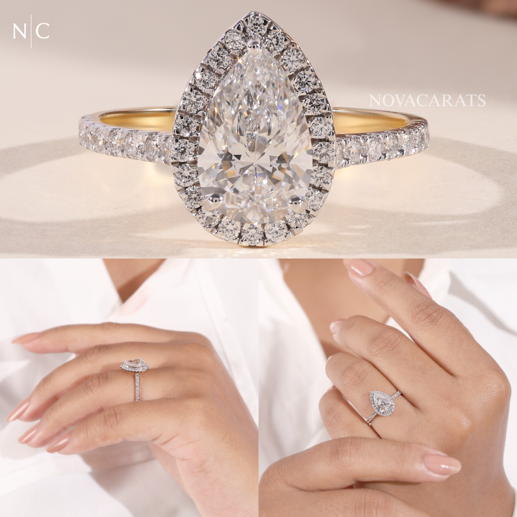 Pear Cut Unique Halo Engagement Ring