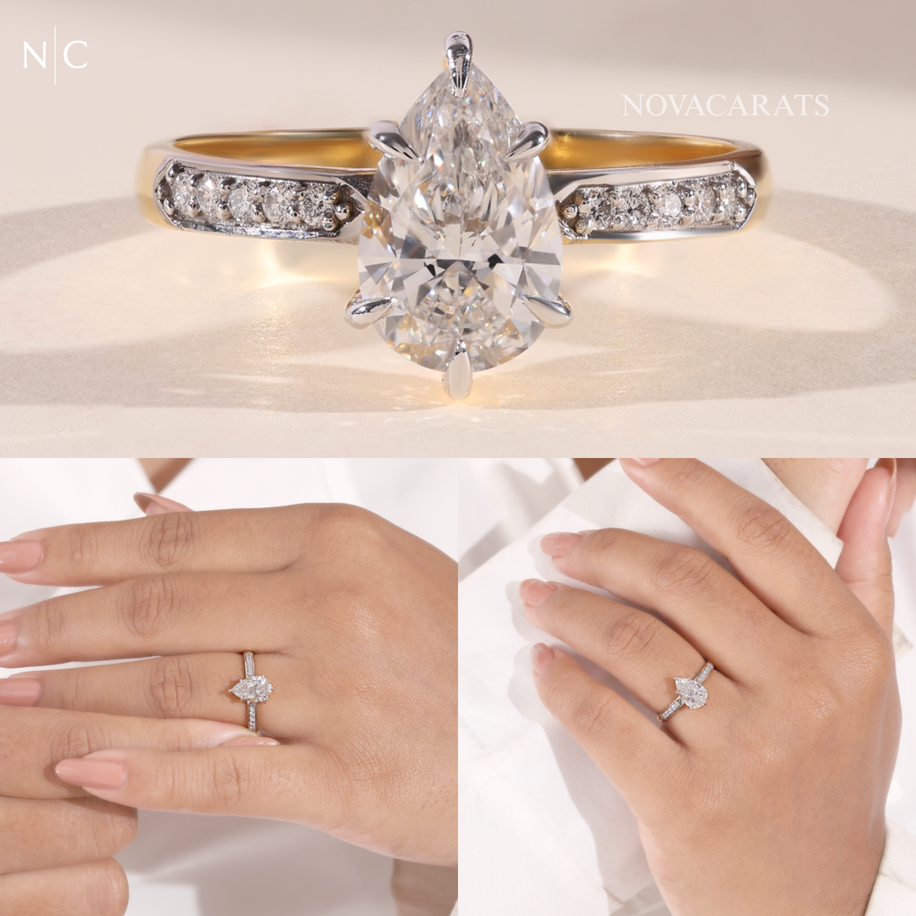 Pear Cut Hidden Halo Solitaire Ring