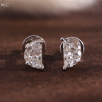Half Moon Cut Solitaire Stud Earrings