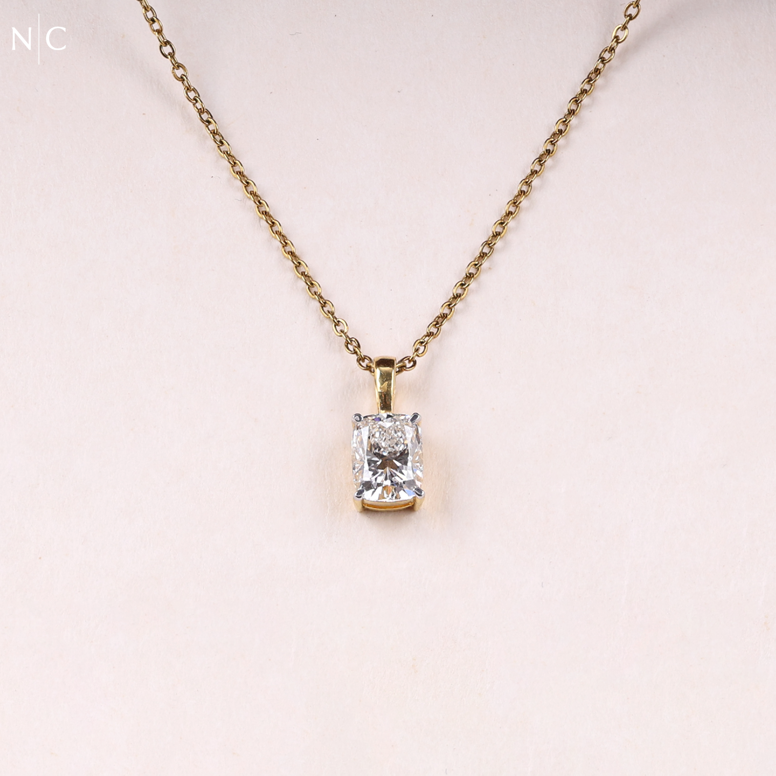 Cushion Cut Diamond Pendent Necklace