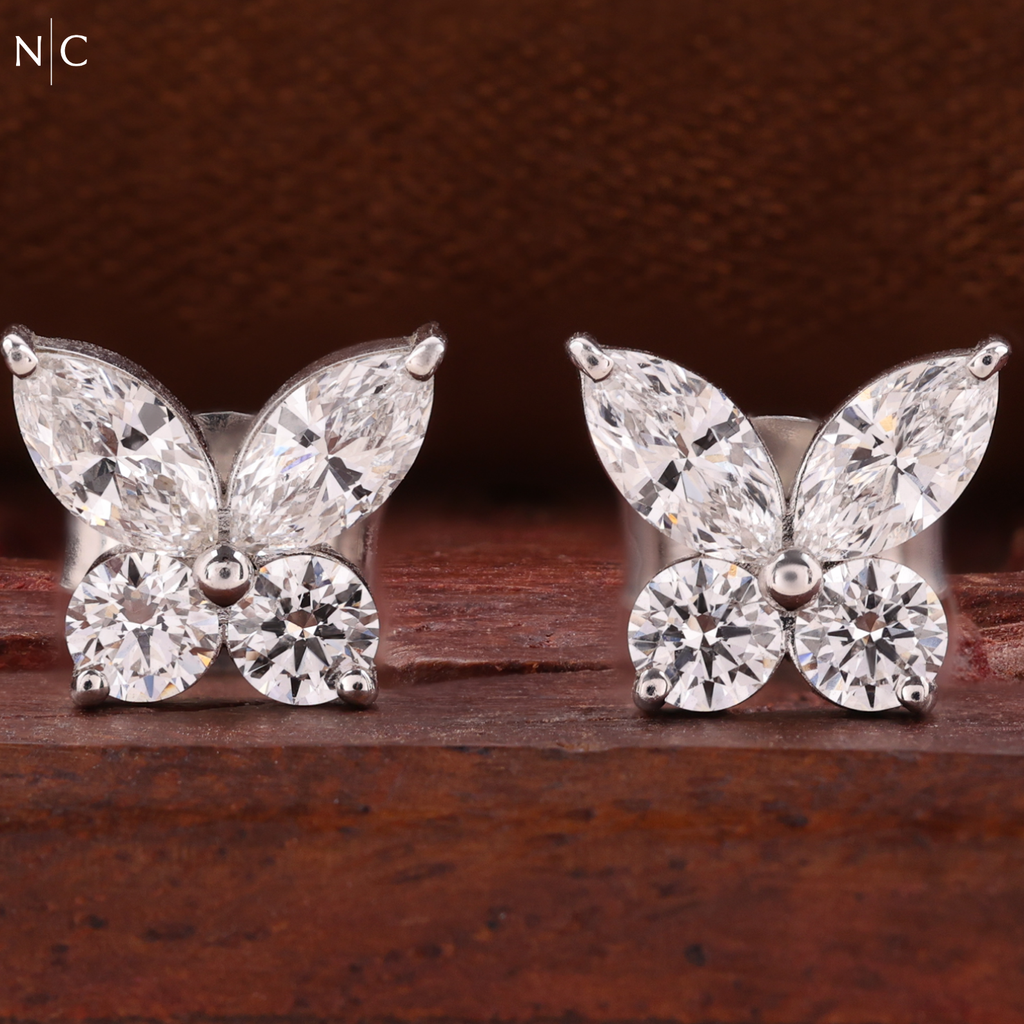 Marquise Cut Butterfly Stud Earrings