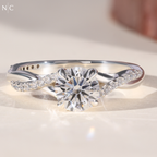 Round Cut Infinity Twist Ring