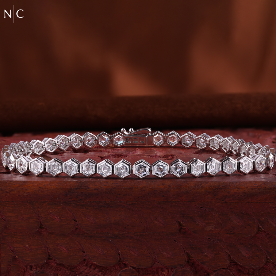 Hexagonal Cut Diamond Tennis Bracelet
