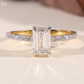 Emerald Cut Unique Pave Engagement Ring