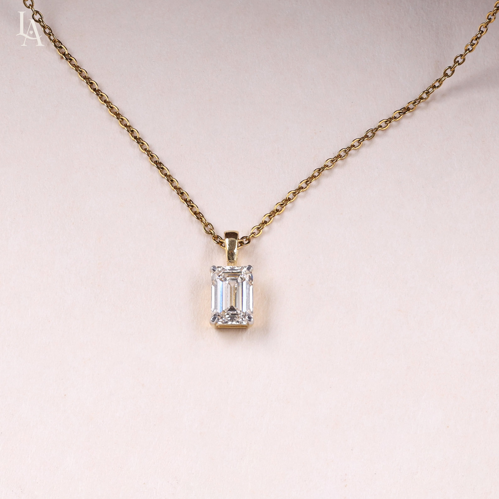 Emerald Cut Solitaire Diamond Pendant