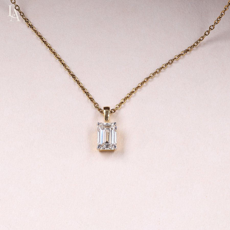 Emerald Cut Solitaire Diamond Pendant