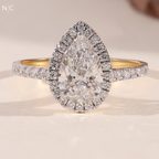 Pear Cut Unique Halo Engagement Ring