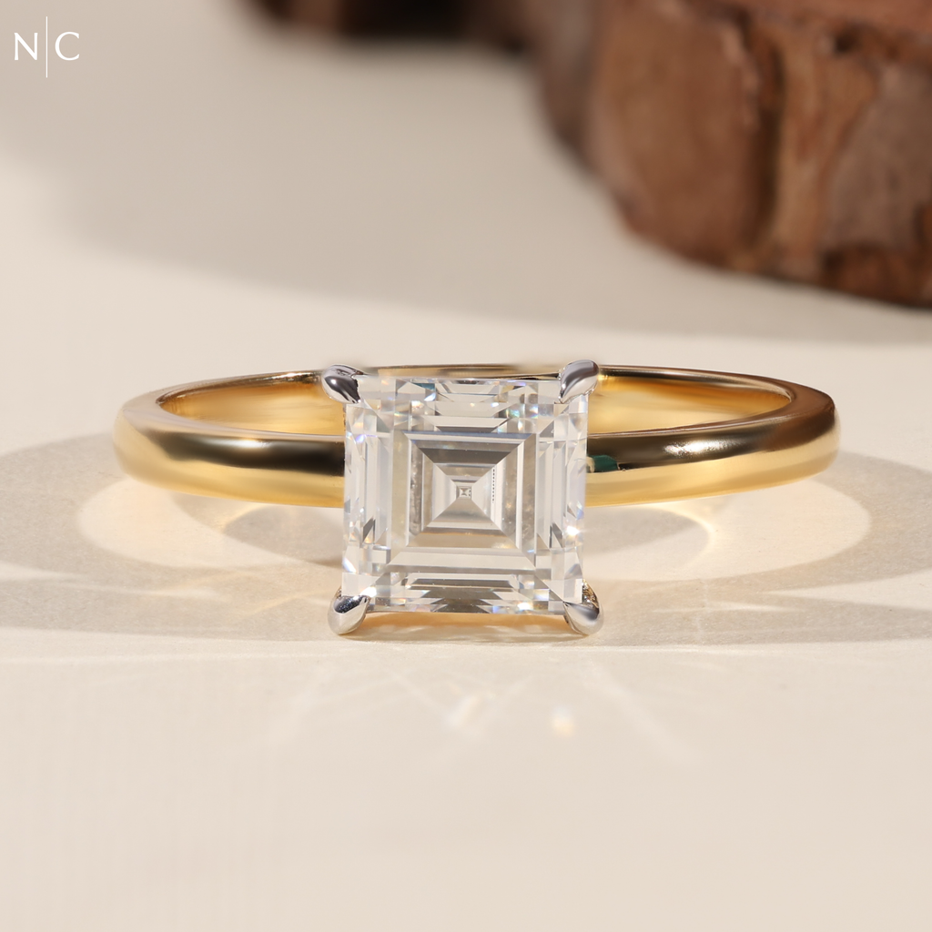 Asscher Cut Solitaire Engagement Ring
