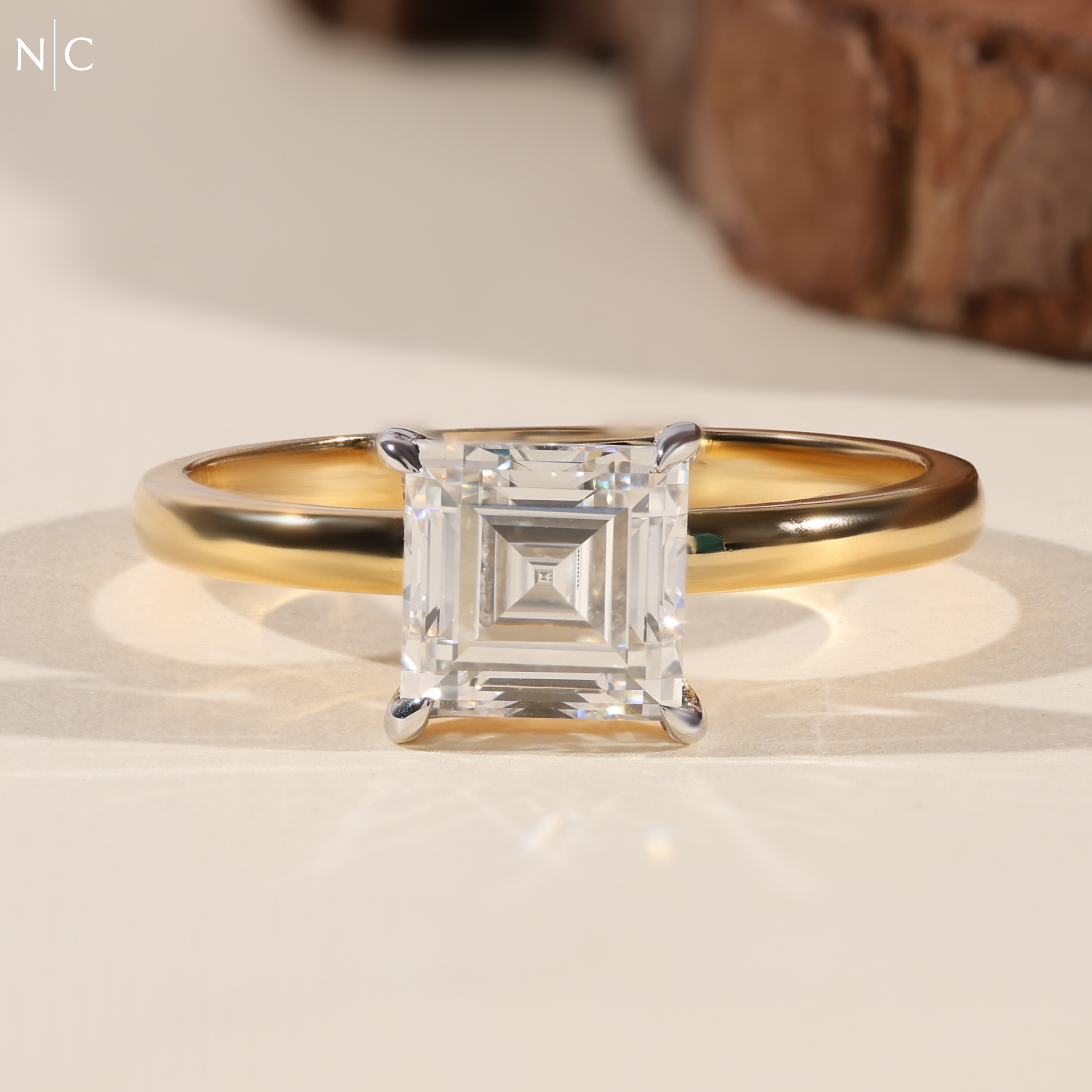 Asscher Cut Solitaire Engagement Ring