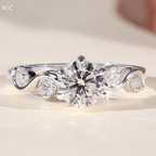 Round Cut Nature Inspired Leaf Vine Ring