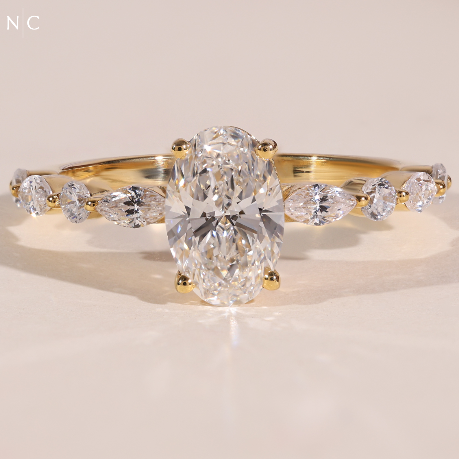 Oval Cut Unique Solitaire Engagement Ring
