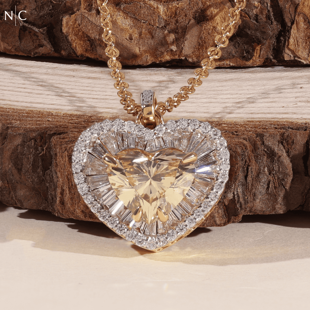 Heart Cut Yellow Diamond Pendent Necklace